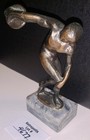 Greek Discobolus Figurine Discus Thrower Bronze Sculpture Athlete Marble Base