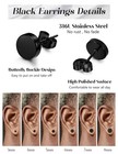 Black Stud Earrings For Men Women Stainless Steel Mens Earrings Hypoallergeni   