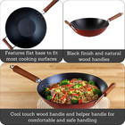 Usa Light Cast Iron Wok With Wood Handles 14-inch  Black