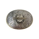 Vintage Montana Silversmiths Chrome Cowboy Up Western Belt Buckle 
