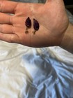 Vintage 14k Gold Carved Amethyst Leaf Stud Earrings Natural Gemstone Estate