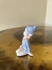 Vintage Holland Mold Ceramic Pixie Elf Kitschy Christmas Figurine Blue Yellow