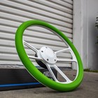 14  White Steering Wheel With Green Wrap And Horn Button For Golf Carts utvs
