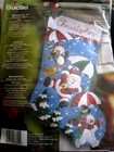 Bucilla Felt Applique Christmas Stocking Kit dropping In santa frosty 86325 18 