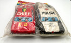 Vintage 1950 s-60 s Friction Tin Police And Fire Chief Cars Lucky Toy Japan Nos