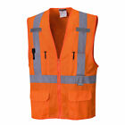Portwest Us370 Atlanta Hi Vis Mesh Safety Vest With Reflective Tape   6 Pockets