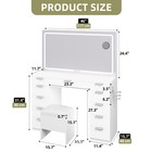 Vanity Desk Stool Makeup Table Led Light Mirror Drawers W  Power Outlet White