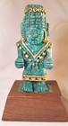 Vtg Malachite resin Mayan aztec Stone Figurine Statues Set Of 2