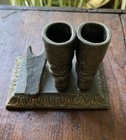 Antique Cast Bronze Cowboy Boots Match Holder W  Striker Plate 4    X 3 25 1 6 Lb
