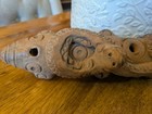 Vintage Terracotta Clay Flute Snake   Face Carved Pre-columbian Style Ocarina