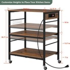 3 Tier Kitchen Storage Shelf Rack Microwave Stand Cart Baker Rack W power Outlet