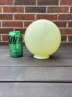 Antique Vtg 7  Uranium Vaseline Glass Ball Lamp Shade Custard Globe 3 1 4 Fitter