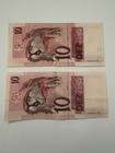 Brazil 10 Reais 1994 Lot Of 2 Banknotes