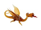 Handcrafted Amber-colored Glass Dragon Figurine With Wings   Red Tongue - Read