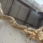 Vtg Mcm Brass Cherub Scrolling Footed Oval Vanity Mirror Gold Tone Tray 8 
