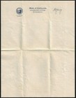 Us 1927 State Of California Sacramento Seal   Autograph Of Governor Cc Young