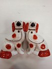  Victorian Staffordshire  Figurines Pair - White Grey With Red Accents 