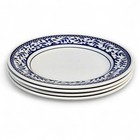 Set Of 4 Vintage Churchill England Blue Geometric Cch9 Salad Plates 8 
