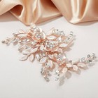 Sweetv Handmade Rose Gold Bridal Hair Comb  Rhinestone Bridal Hair Accessories