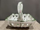 Vintage Rccl Hand Painted Porcelain Floral Basket Bowl Twisted Handle Portugal