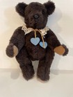 Vintage Handmade Jointed Mohair Teddy Bear Dark Brown Collectible