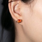 Earth Moon Design Fire Opal   Diamond Stud Earrings Silicone Backings 14k Gold