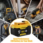 Pack For Dewalt 20v 20 Volt Max 12 0ah Lithium Ion Battery Dcb206-2 Dcb205-2