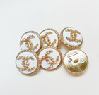 Designer Vintage Designer White Rhinestone Gold Button Stamped   6 Pc Bundle