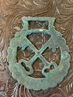 Vintage English Horse Brass Medallion Crossed Keys Harness Decoration