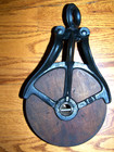 Vintage Antique Cast Iron   Wood Barn Pulley - 6  Diameter Pulley - Refurbished