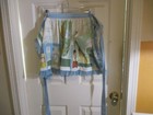 Vintage Handmade  1 2 Waist Apron W Ties 1960s Blue   Green Spices Pattern Lace