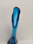 Vintage Mcm Viking Glass Bluenique Blue 6-petal Swung Bud Vase 