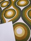 Awesome Rare Vintage Mid Century Retro 70s Olive Neutrals Circles Waves Fabric 