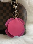 Pink Flower Key Ring Bag Charm Keychain Faux Leather Handmade Accessories Gift