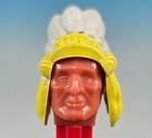 Vintage 1970 Indian Chief Pez Dispenser No Feet White Headdress Red Stem Austria