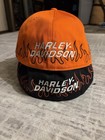 Harley-davidson Flame Embroidered Snapback Hats Black orange Lot Of 2