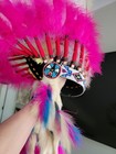 Native American Hand-made Indian Headdress With Case From 70s