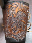 Hand Tooled Leather Viking Cuff Fenrir