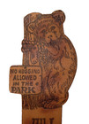 Antique Baby Bear Arts   Crafts Pyrograph Leather Oregon Souvenir Book Mark