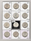 Lot Of  12  90  Silver Uirculated Franklin Halves - Dated 1949 To 1963d Au To Bu
