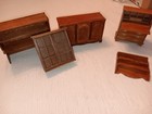 Vintage Handmade  Wooden Doll House Furniture Lot Victorian Style Hutch Desk