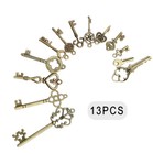 13pcs lot Vintage Antique Old Brass Skeleton Key Cabinet Barrel Lock Retro Set