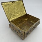 Vtg Flower Ebossed Multipurpose Storage Stash Trinket Farm Hinged Tin Box Floral