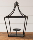 New Primitive Lantern Aged Black Metal Rustic Farmhouse Open Sides 14 tx8 5 wx8 