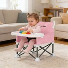 Portable Baby Booster Seat With Tray Canopy Foldable Travel Feeding Chair