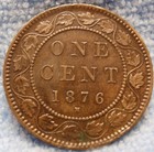 1876 Xf-au High Grade Canada Large Cent Victoria Coin Canadian