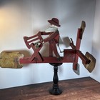Vintage Whirligig Moving Weathervane Logger Lumberjack Folk Art Handmade Works