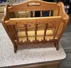 Vintage Antique Mid Century Solid Wood Oak Magazine Rack Holder Spindles Euc