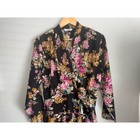 Vintage 90s Black Floral Midi Dress Womens Medium Plunging V Neck Union Made