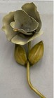 Vintage Hattie Carnegie Yellow Enamel Figural Rose Brooch Large   Signed